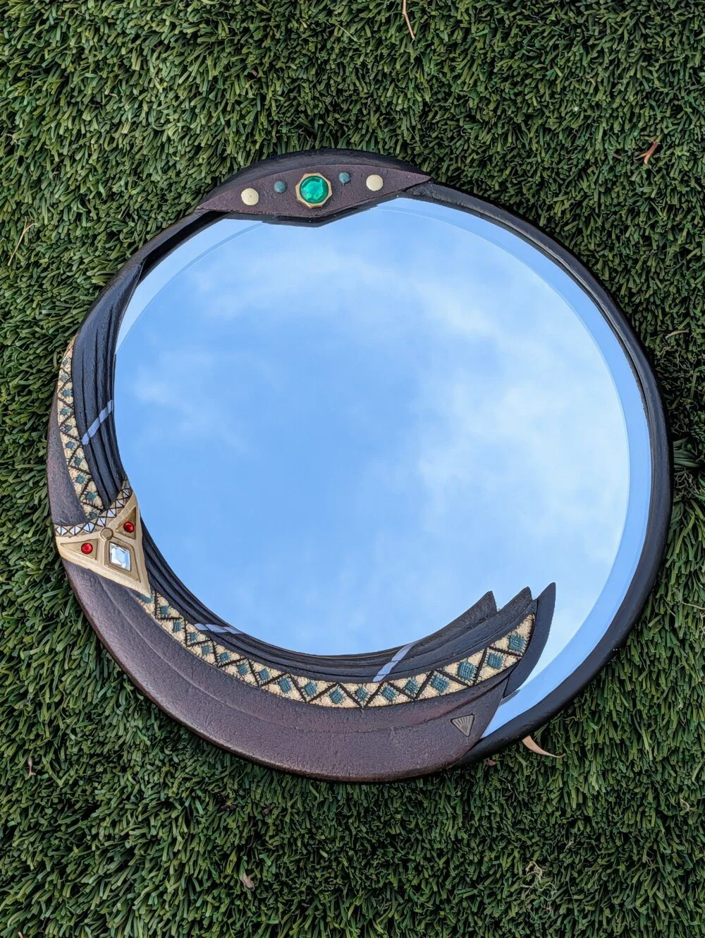 Vintage 1999 Mahogany Princess Round Wall Mirror – Enesco Parastone / Russo
